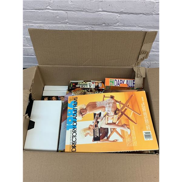 Box of Vintage VHS 18+ Adult Films circa 80s 1990s