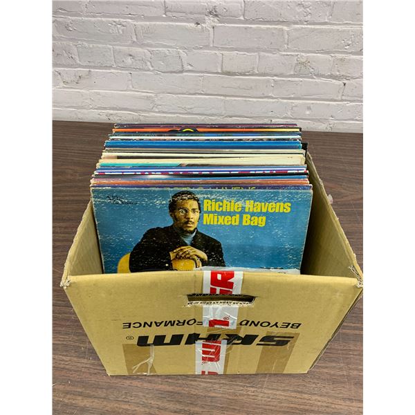 Lot of 34 Vinyl Records LPs (low grade) Michael Jackson, Neil Diamond, Ray Charles & Stack of 45s