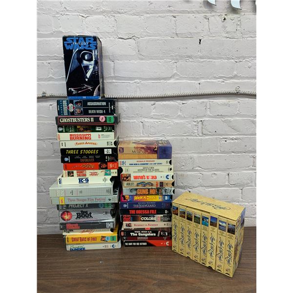 Lot of VHS Movies 35+ Box Sets, Star Wars, Ghostbusters, Three Stooges, etc