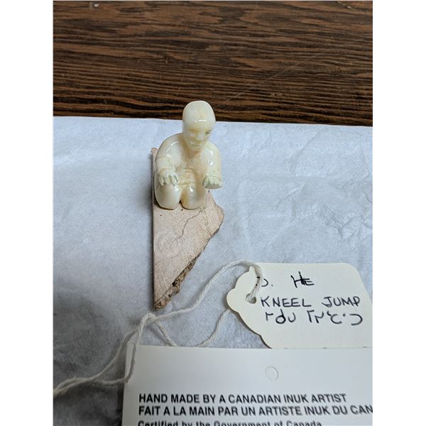 Emily Illuitok Inuit Games Ivory Carving KNEEL JUMP