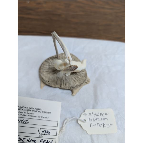 Emily Illuitok Inuit Games Bone and Ivory Carving ONE HAND REACH