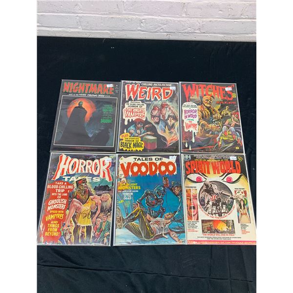 Lot of 6 Vintage Horror Magazines Witches, WEIRD, Tales of Voodoo, Spirit World, etc