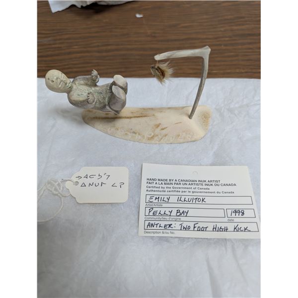 Emily Illuitok Inuit Games Antler Carving TWO FOOT HIGH KICK