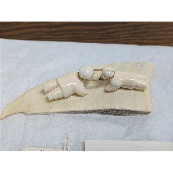Emily Illuitok Inuit Games Bone and Ivory Carving HEAD PULL
