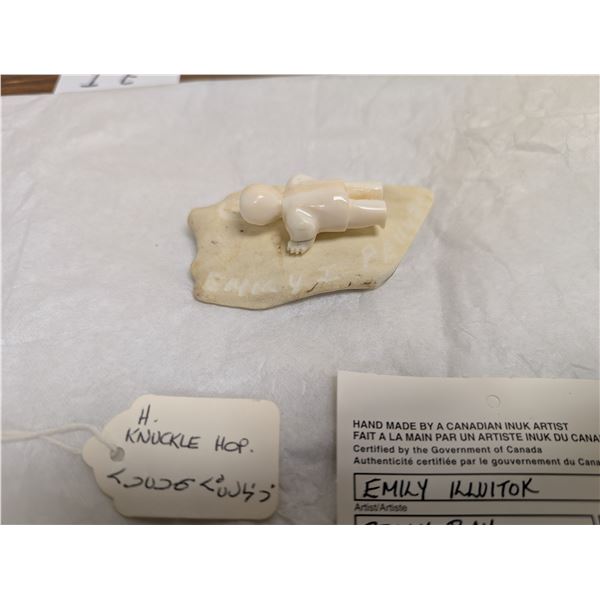 Emily Illuitok Inuit Games Bone and Ivory Carving KNUCKLE HOP