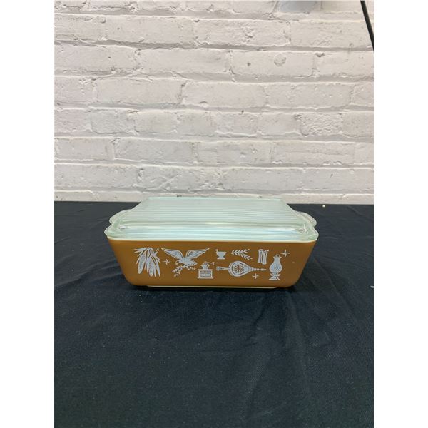 Vintage Pyrex Refrigerator Dish w Lid "Early American" #503