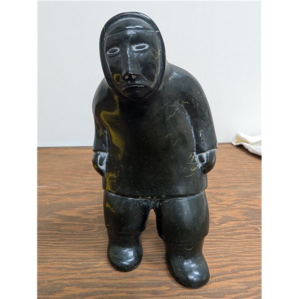 Carved Soapstone Inuit Man Person Standing Artist Signed