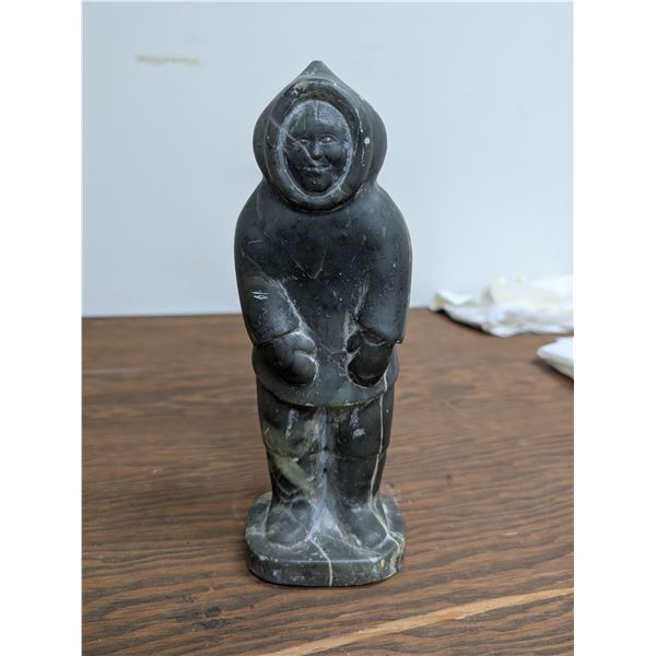 Carved Soapstone Inuit Person Standing Artist Signed