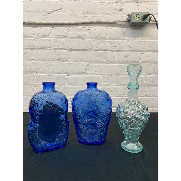3pcs Wine Decanter, Cobalt Blue Glasses