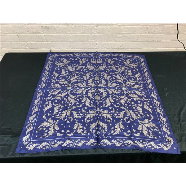 Halcyon Days Pure Silk Scarf Blue with Filigree