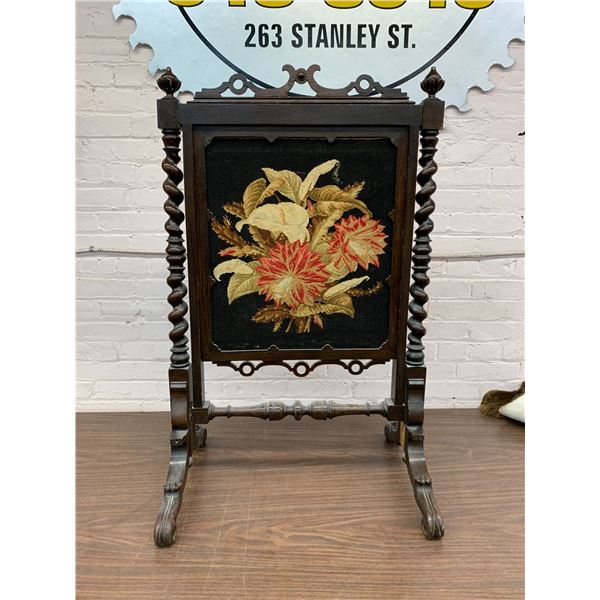 Wooden Barley Twist Fireplace Screen Cross-Stitch