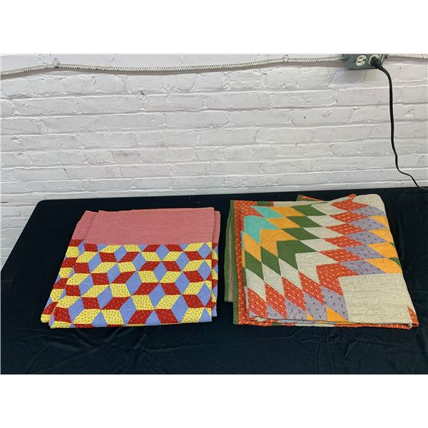 Lot of 2 Vintage Handmade Quilts