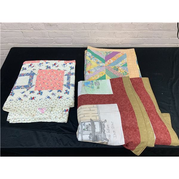 Lot of 3 Vintage Handmade Quilts