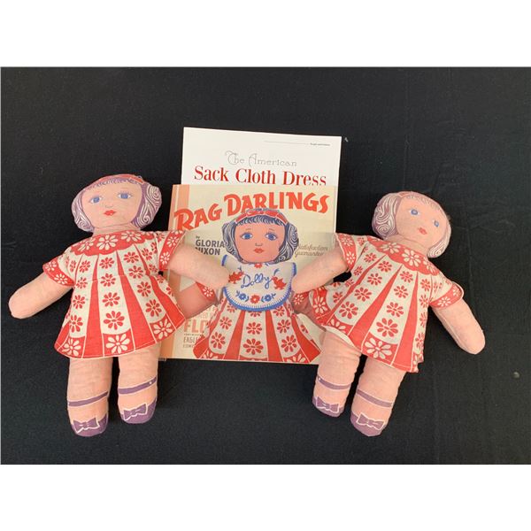 Sack Cloth Dolls / Rag Darlings Booklets and 2 Handmade Dolls