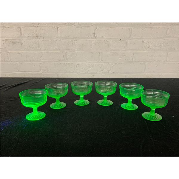 Set of 6 Vintage Uranium Glass Dessert Cups