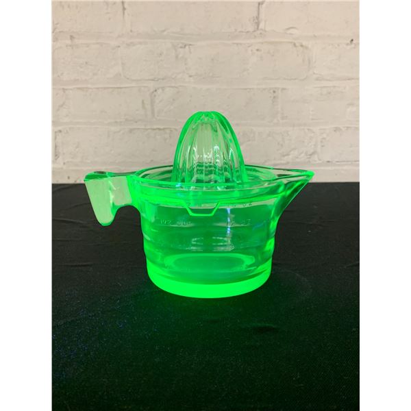 Vintage Uranium Glass Measuring Cup Juicer