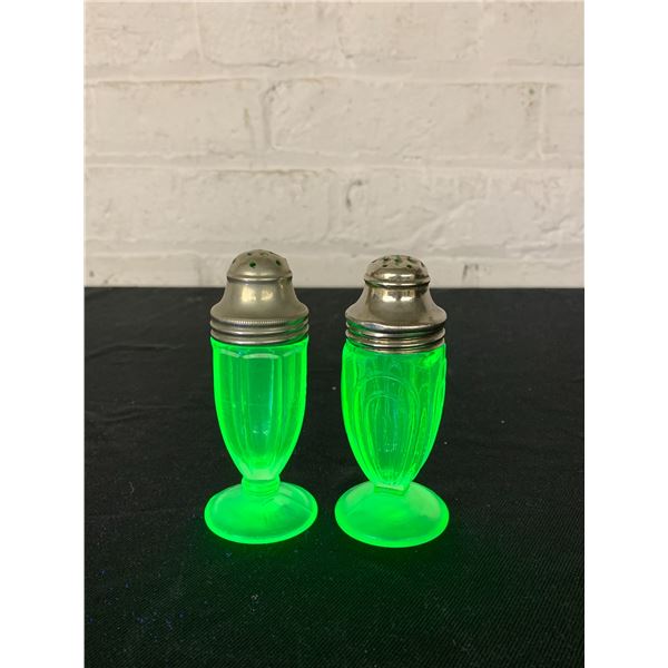 Vintage Uranium Glass Salt and Pepper Shakers
