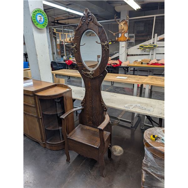 Antique Hall Tree Storage Seat Umbrella Stand Oak?