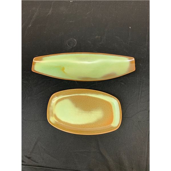 Lot of 2 Frankoma Pottery Oval Serving Trays
