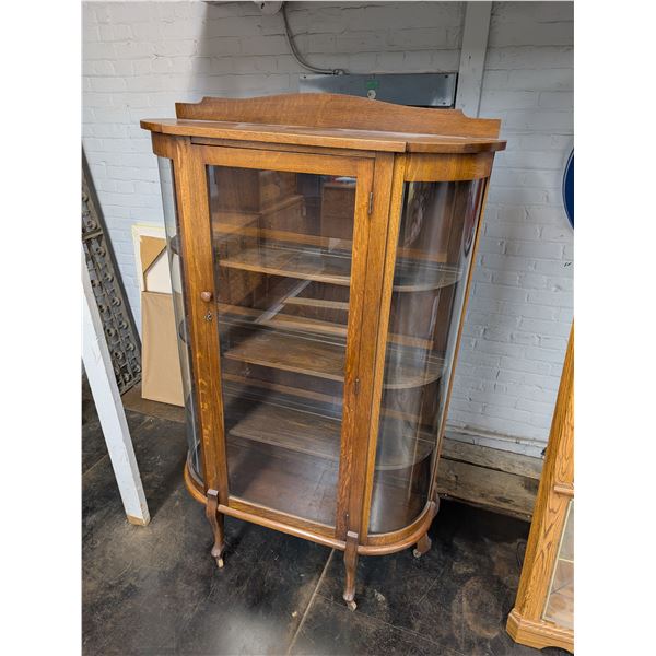 Antique Curved Glass China Cabinet Oak?