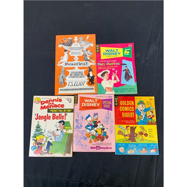 Lot of 5 Vintage Pocket Books Gold Key, Disney