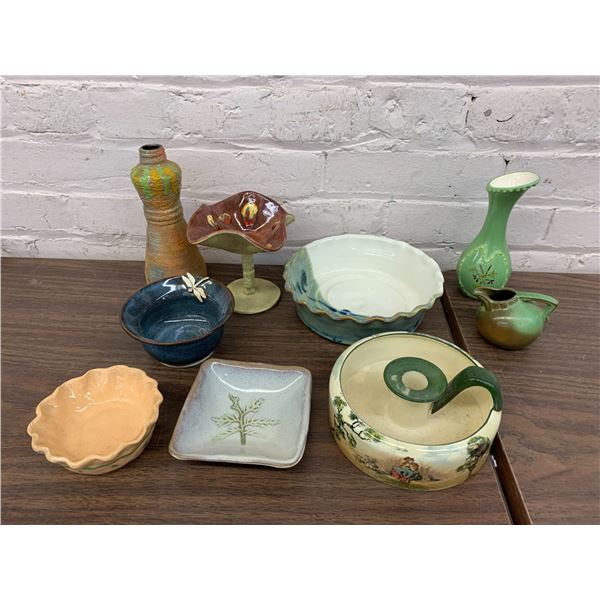 9pcs of Studio Pottery Artist Signed Pieces