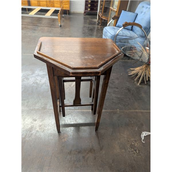 Antique Wooden Oak? Betumal Telephone Table w/ attached Seat