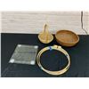 Image 1 : Weight Scale, Embroidery Hoops and Wicker Backets