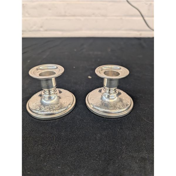 Pair of Small Birks Sterling Silver Candle Holders Weighted