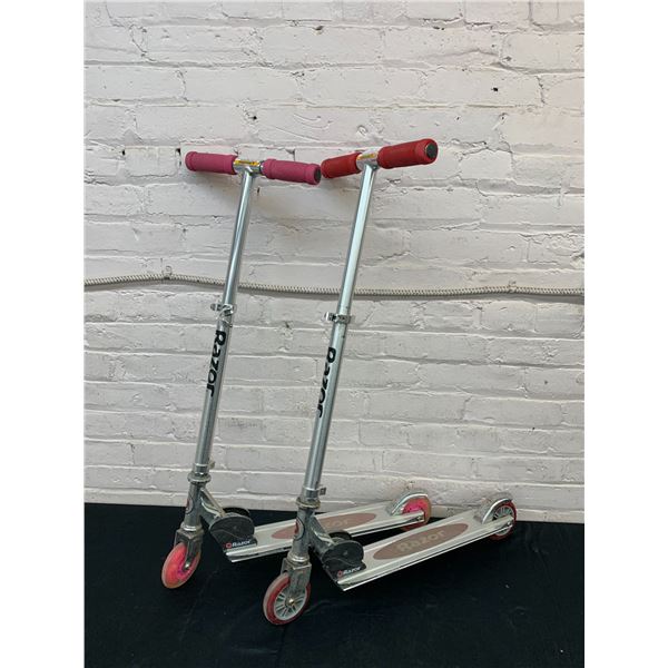 Lot of 2 Metal Razor Kick Scooters