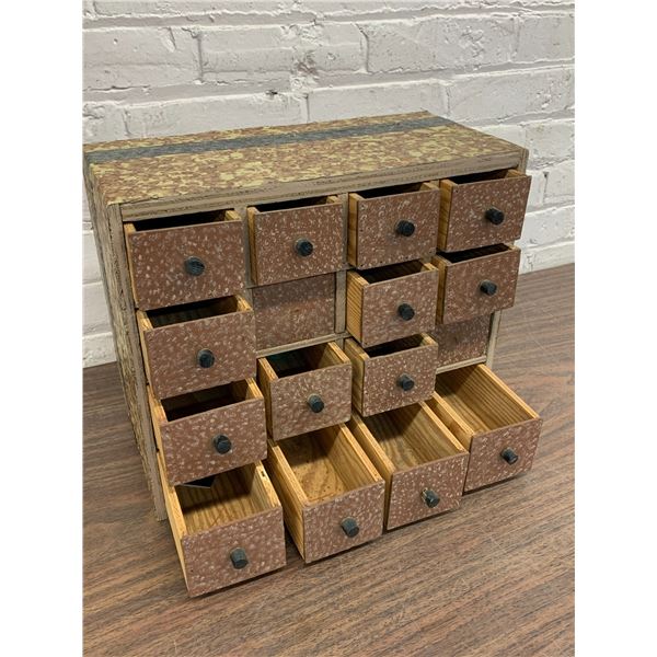 Vintage 16-Slot Wooden Storage Drawers / Unit