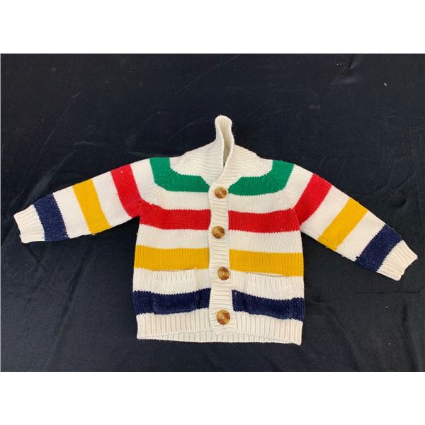 Childrens Hudson Bay Candy Stripe Button-Up Sweater Size M 12-18