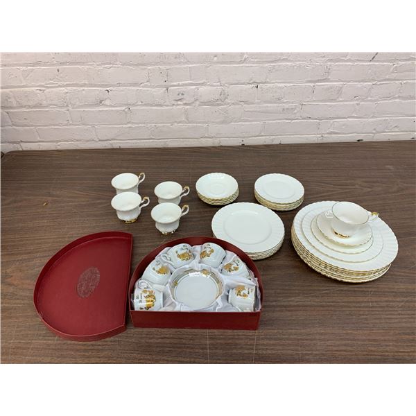Royal Albert Val D'or 34pcs 5 Person Place Setting + Extras & 50th Anniversary Demitasse Set