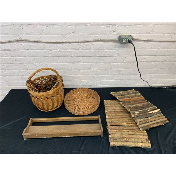 Lot of Wicker Baskets, Tray, Shelf, Wooden Playpen Cage Animal Bridges