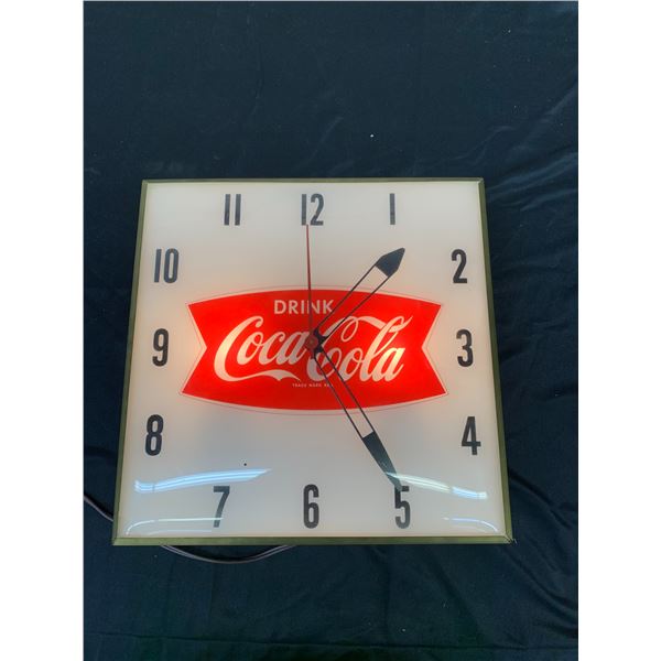 Backlit Vintage Coca Cola Neon Ray Wall Sign Clock Bar Decor Man Cave 15" x 15"