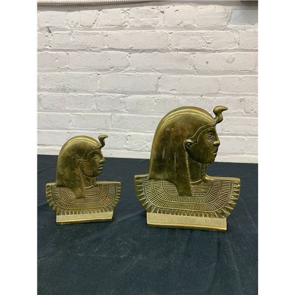 Egyptian Brass Decor Busts / Bookends King Tut