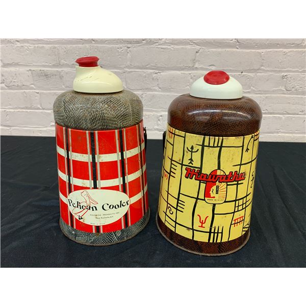 Lot of 2 Vintage Travel Coolers Hiawatha and Pelican Cooler Travel Camping Hiking Picnic, etc
