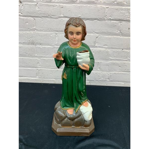 Vintage Wooden Church Boy with Money 16" *damage*