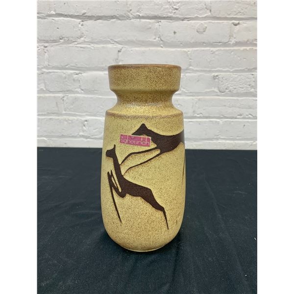 Vintage Scheurich West Germany Etched Folk Vase with Animal Pattern