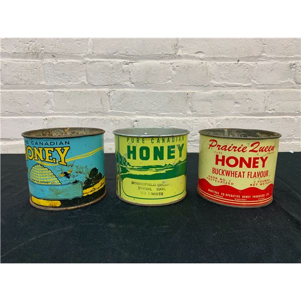 Lot of 3 Vintage Honey Tins