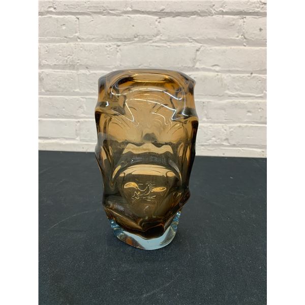 Vintage Art / Blown Glass Smoked Vase 8"