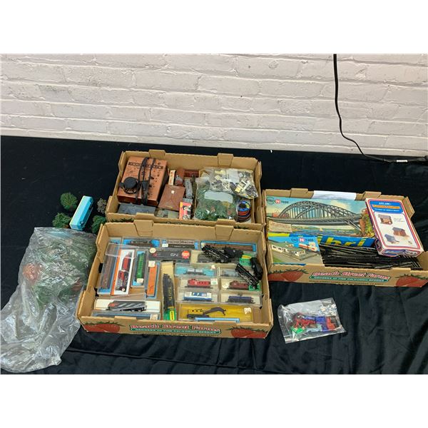 Large Lot of N Scale Trains and Cars, Engines, Environment / Scenery Items, Throttlepack etc