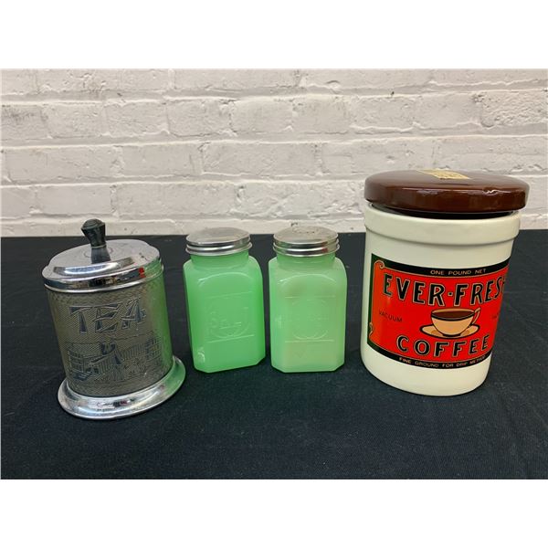 Lot of 4 Canisters Coffee, Tea, etc