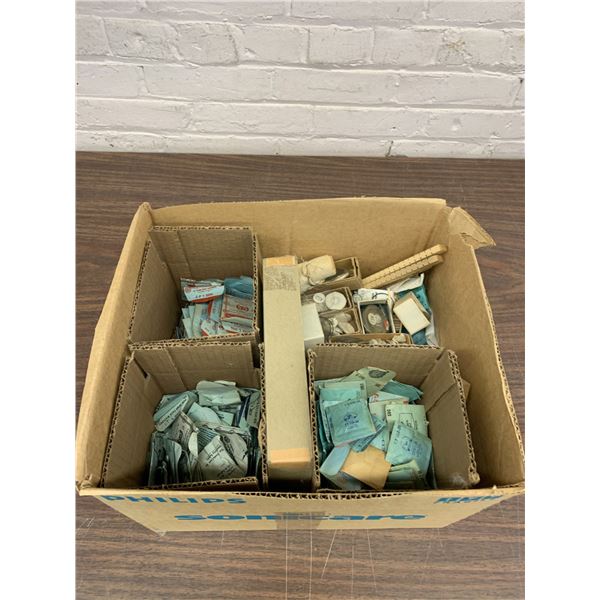 Box of 1000s of Watch Repair Crystals and Parts (various brands)