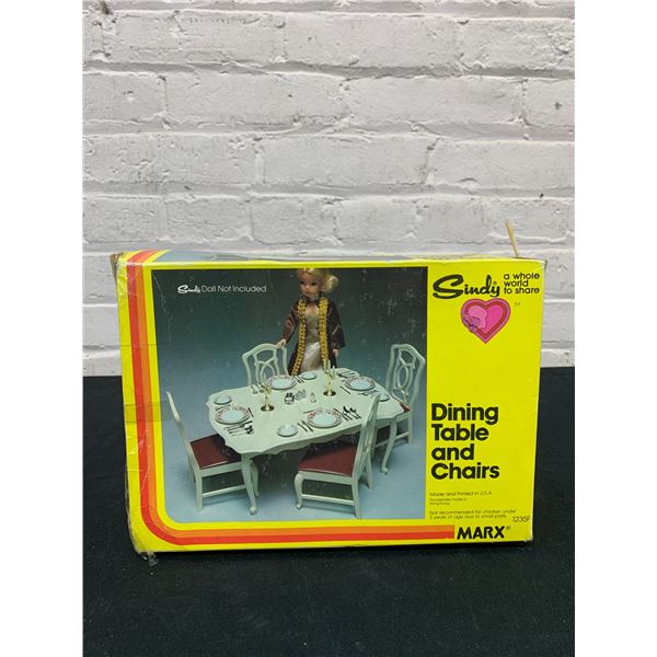 Marx Sindy 70s Dining Table + Chairs, ( 1 table leg broken )