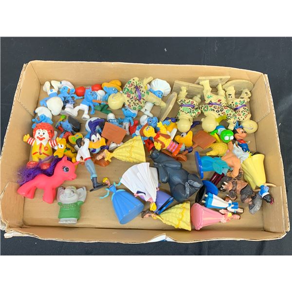 40pcs Various Toys / Figures 3-4" Smurfs, Fast Food, Disney, etc