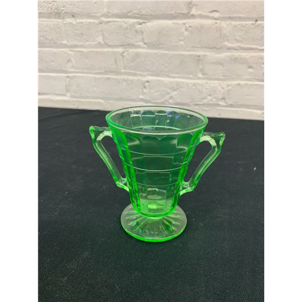 1920s Block Optic Uranium Glass Sugar Bowl