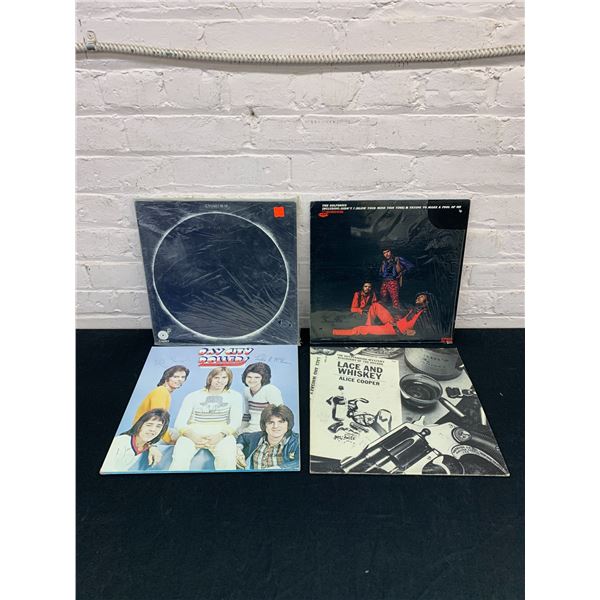 Lot of 4 Vintage Records LPs Bay City Rollers, Alice Cooper, The Delfonics, Edward Bear