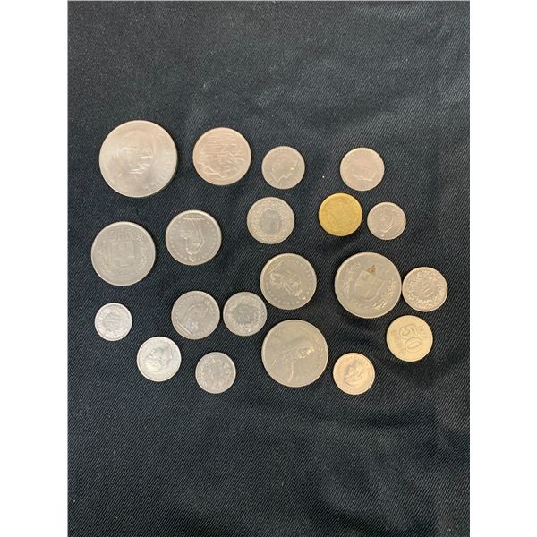 Lot of Misc European Coins, Churchill Medal, mostly 60s 70s