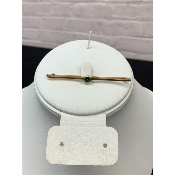 Vintage Antique 15k Gold Tie-Bar w Green Stone (4.2 grams)